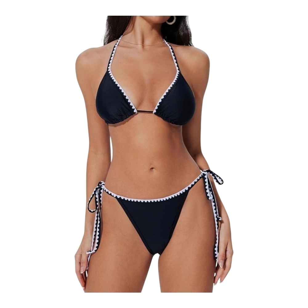 Elegant Black and White Women's Bikini Set